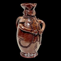 SAUXEMESNIL COTENTIN DLG Pitcher Marquis in Red Clay Manganese Glaze 20th Century