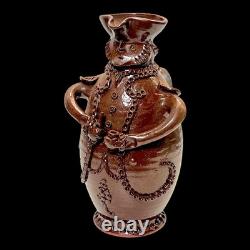 SAUXEMESNIL COTENTIN DLG Pitcher Marquis in Red Clay Manganese Glaze 20th Century