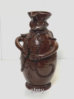 SAUXEMESNIL COTENTIN DLG Pitcher Marquis in Red Clay Manganese Glaze 20th Century