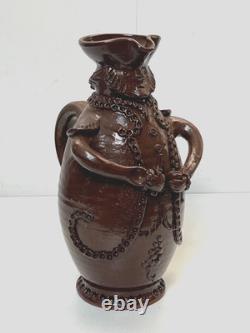 SAUXEMESNIL COTENTIN DLG Pitcher Marquis in Red Clay Manganese Glaze 20th Century