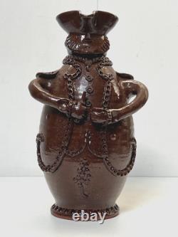 SAUXEMESNIL COTENTIN DLG Pitcher Marquis in Red Clay Manganese Glaze 20th Century