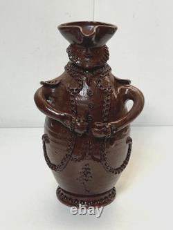SAUXEMESNIL COTENTIN DLG Pitcher Marquis in Red Clay Manganese Glaze 20th Century