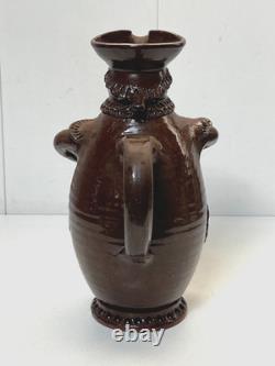 SAUXEMESNIL COTENTIN DLG Pitcher Marquis in Red Clay Manganese Glaze 20th Century