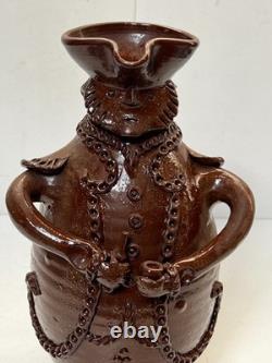 SAUXEMESNIL COTENTIN DLG Pitcher Marquis in Red Clay Manganese Glaze 20th Century