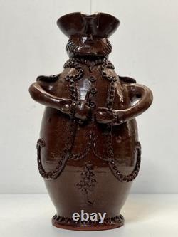 SAUXEMESNIL COTENTIN DLG Pitcher Marquis in Red Clay Manganese Glaze 20th Century