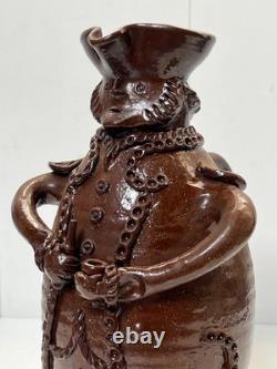 SAUXEMESNIL COTENTIN DLG Pitcher Marquis in Red Clay Manganese Glaze 20th Century