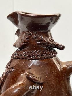 SAUXEMESNIL COTENTIN DLG Pitcher Marquis in Red Clay Manganese Glaze 20th Century