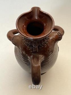 SAUXEMESNIL COTENTIN DLG Pitcher Marquis in Red Clay Manganese Glaze 20th Century