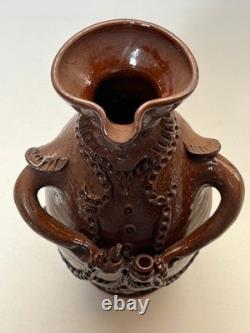 SAUXEMESNIL COTENTIN DLG Pitcher Marquis in Red Clay Manganese Glaze 20th Century