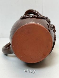 SAUXEMESNIL COTENTIN DLG Pitcher Marquis in Red Clay Manganese Glaze 20th Century