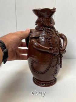 SAUXEMESNIL COTENTIN DLG Pitcher Marquis in Red Clay Manganese Glaze 20th Century