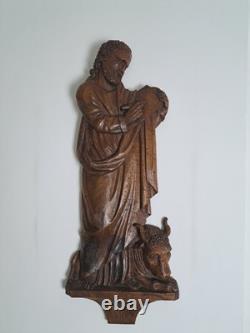 Saint Luke, Evangelist, applied sculpture in walnut, late 17th/early 18th century