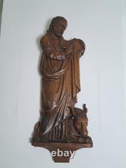 Saint Luke, Evangelist, applied sculpture in walnut, late 17th/early 18th century