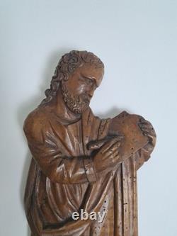 Saint Luke, Evangelist, applied sculpture in walnut, late 17th/early 18th century