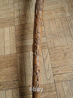 Sculpted Wood Cane Vigneron Art Populaire XIX