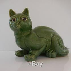 Sculpture Statue Cat Art-deco Ceramic Faience