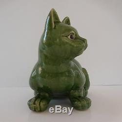 Sculpture Statue Cat Art-deco Ceramic Faience