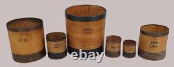 Series of 6 grain measures Popular art early 20th century. Superb condition