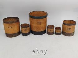 Series of 6 grain measures Popular art early 20th century. Superb condition