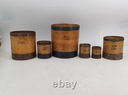 Series of 6 grain measures Popular art early 20th century. Superb condition