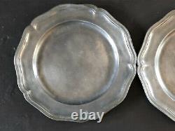 Set 3 Pewter Plates + Oval Dish Chantoured