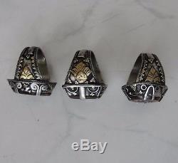 Set Of 3 Beautiful Ring Style Antique Persian Islamic Oriental Agate Carved
