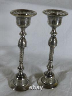 Set of 2 silver candlesticks from 19th century China, Asia.