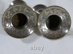 Set of 2 silver candlesticks from 19th century China, Asia.