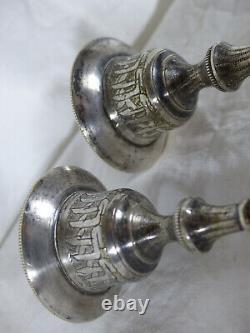 Set of 2 silver candlesticks from 19th century China, Asia.