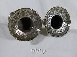 Set of 2 silver candlesticks from 19th century China, Asia.