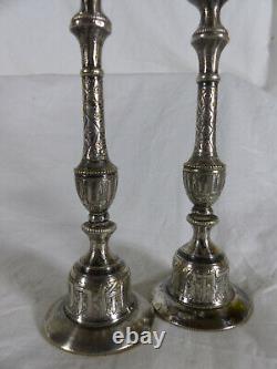 Set of 2 silver candlesticks from 19th century China, Asia.