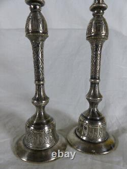 Set of 2 silver candlesticks from 19th century China, Asia.