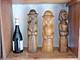Set Of 3 Wooden Sculptures Representing A Family, Folk Art, 35 Cm, Signed
