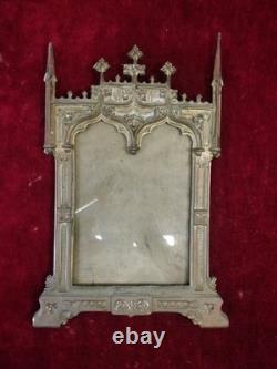 Set of Three Sacred Pieces in Neo-Gothic Style. Gilded Metal. Spain. 19th-20th Century.