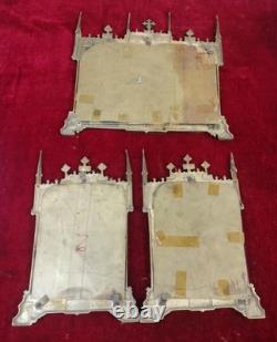 Set of Three Sacred Pieces in Neo-Gothic Style. Gilded Metal. Spain. 19th-20th Century.