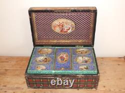 Sewing box set, 19th-century Romantic period, in embossed paper, Au Bon Marché