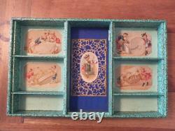 Sewing box set, 19th-century Romantic period, in embossed paper, Au Bon Marché