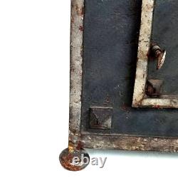 Small Antique Iron Strongbox Safe with Diamond-Point Decoration