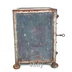 Small Antique Iron Strongbox Safe with Diamond-Point Decoration