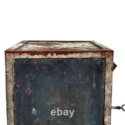 Small Antique Iron Strongbox Safe with Diamond-Point Decoration