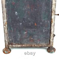 Small Antique Iron Strongbox Safe with Diamond-Point Decoration