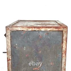 Small Antique Iron Strongbox Safe with Diamond-Point Decoration