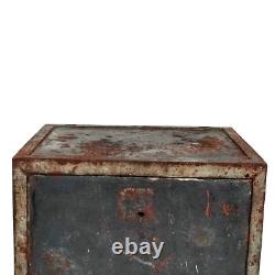 Small Antique Iron Strongbox Safe with Diamond-Point Decoration