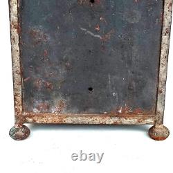 Small Antique Iron Strongbox Safe with Diamond-Point Decoration