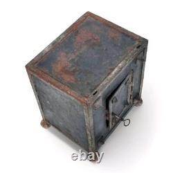 Small Antique Iron Strongbox Safe with Diamond-Point Decoration