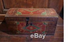 Small Polychrome Chest Bulging Chest From Alsace In Hand Painted Christmas Tree