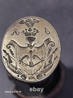 Small Wax Seal Stamp with Unidentified Coat of Arms, Damaged Handle