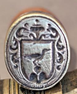 Small Wax Seal Stamp with Unidentified Coat of Arms, Heavily Damaged Handle