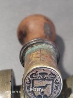 Small Wax Seal Stamp with Unidentified Coat of Arms, Heavily Damaged Handle