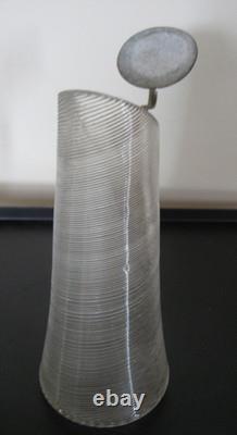 Small covered honey jug in twisted blown glass, 19th century spiral glass